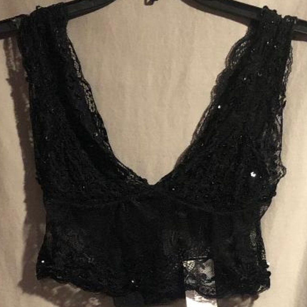 Windsor Beaded/Sequence Black Bralette Medium